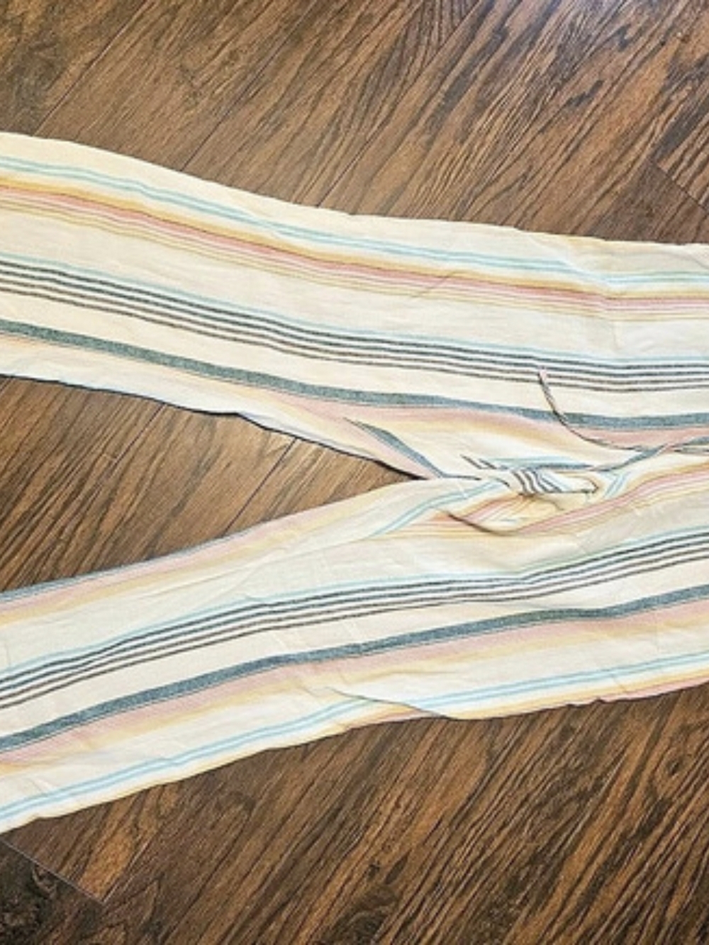 Per Se Striped Steaight Leg Pants in Cream & Multiple Colors Size Large